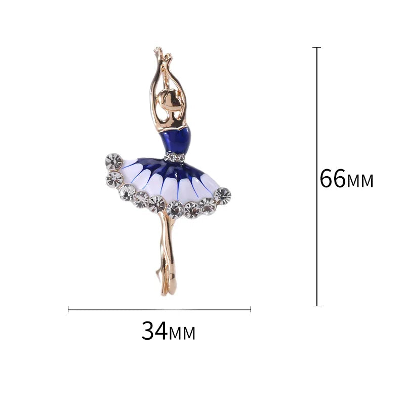 Broche Bailarina Esmaltado com Strass Elegante Feminino