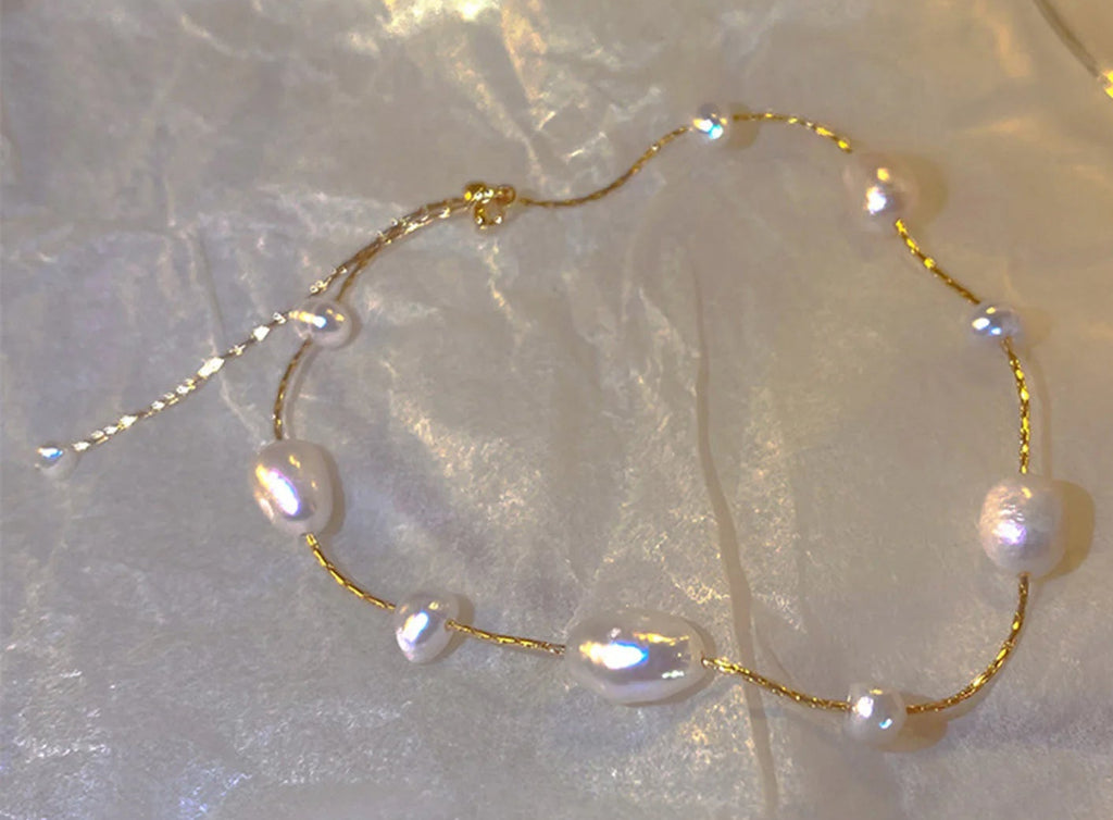 Pulseira Pérola Talão Para Mulheres, Corrente Delgada, Presente Elegante, Jóias De Noivado De Casamento