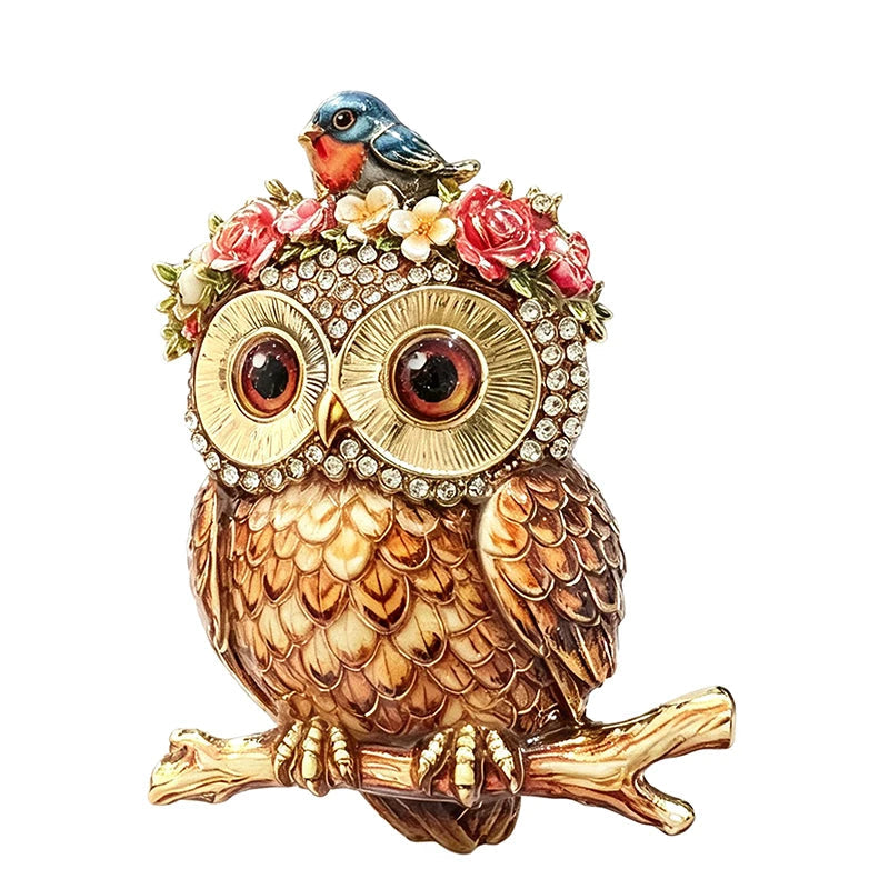 Broche Coruja Floral com Strass Design Elegante Feminino