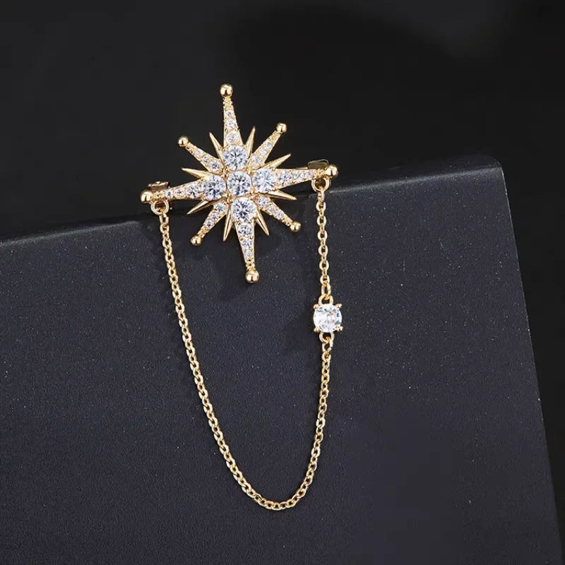 Retro diamante incorporado estrela de seis pontas broche pino feminino moda high-end acessório versátil elegante decoração no peito