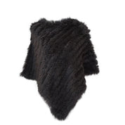 Real pele de coelho de malha natural poncho colete moda envoltório casaco xale senhora cachecol pele natural festa de casamento atacado capa