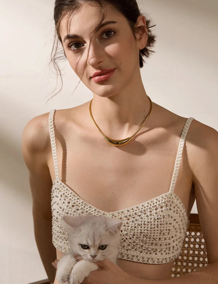 Yhpup gargantilha popular de aço inoxidável à prova d'água, colar leve feminino, declaração de metal banhado a ouro 18K, joias da moda da moda