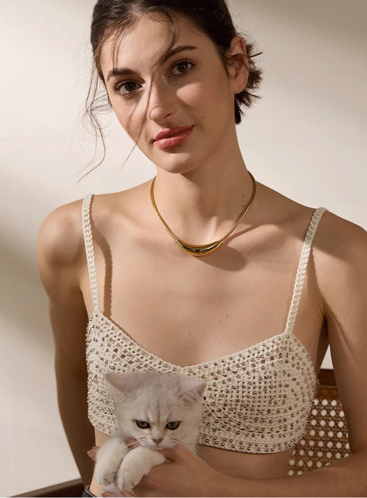 Yhpup gargantilha popular de aço inoxidável à prova d'água, colar leve feminino, declaração de metal banhado a ouro 18K, joias da moda da moda