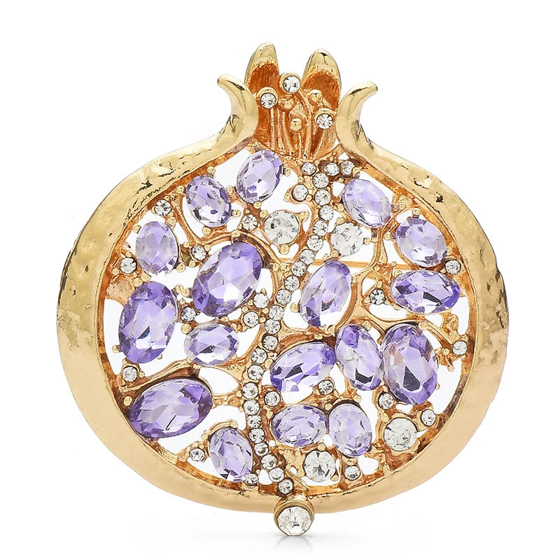 Wuli & baby broche de planta de romã de cristal vermelho para mulheres joias de verão bolsa de presente acessório de terno