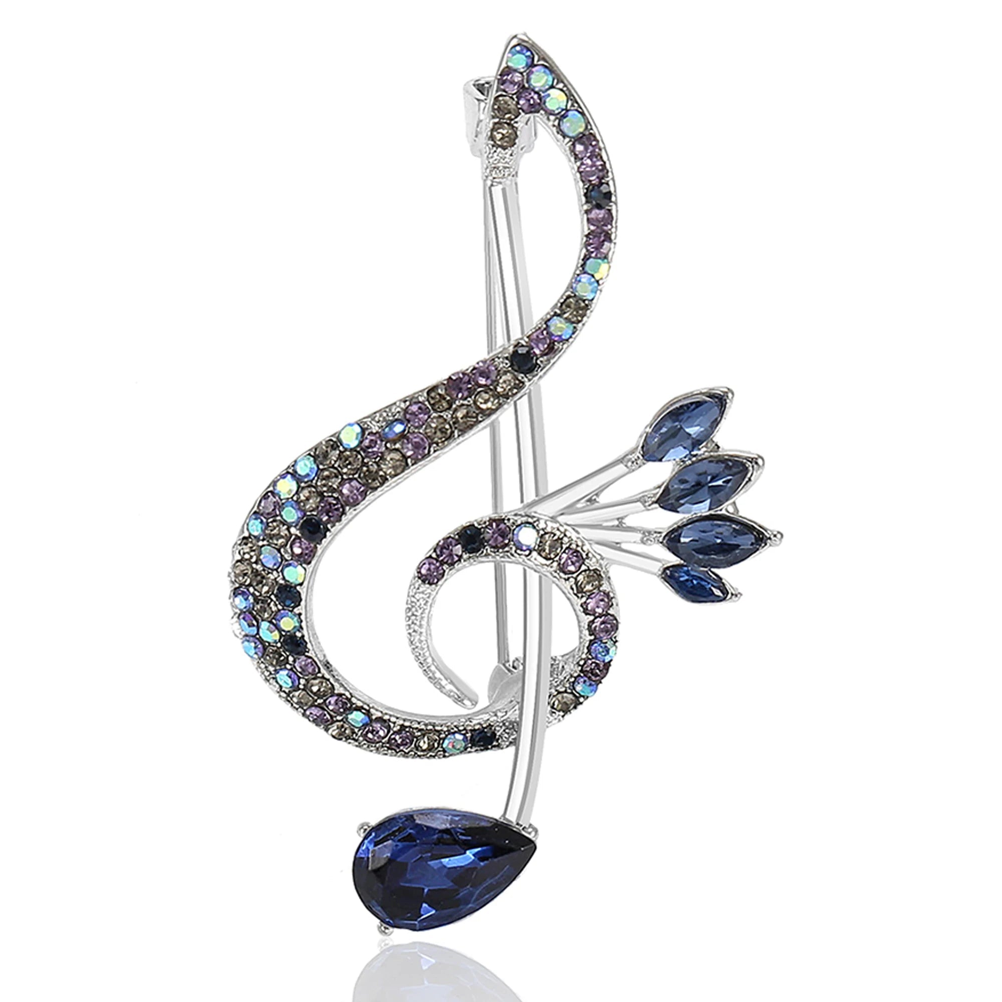 Beaut & berry luxo strass música nota broches para mulheres unissex glamour pinos casual acessórios de festa presentes de ano novo amigos