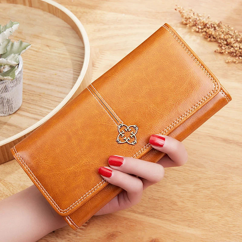 Carteira de couro feminina 	 Mulher de luxo carteiras longas moda feminina bolsas sacos de dinheiro 2022 bolsas das mulheres bolsa cartões titular