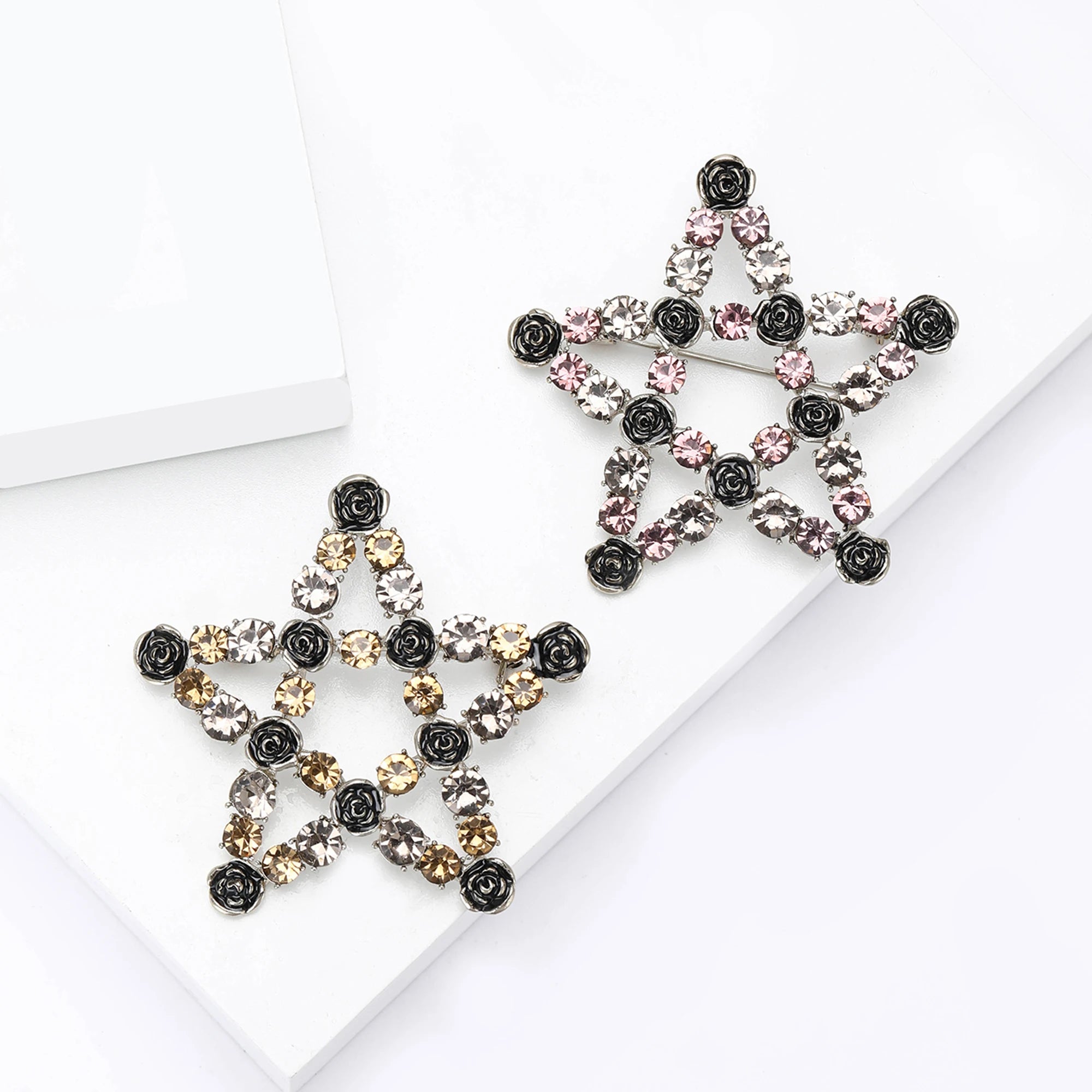 Alfinetes de estrela de tiro com borla para mulheres unissex strass estrela broches escritório festa amigo presentes acessórios de joias