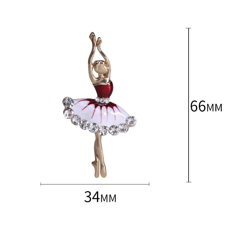 Broche Bailarina Esmaltado com Strass Elegante Feminino