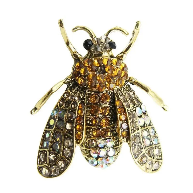 Broche de metal de abelha azul, broches de strass de insetos para mulheres, clipe de cachecol, buquê de joias