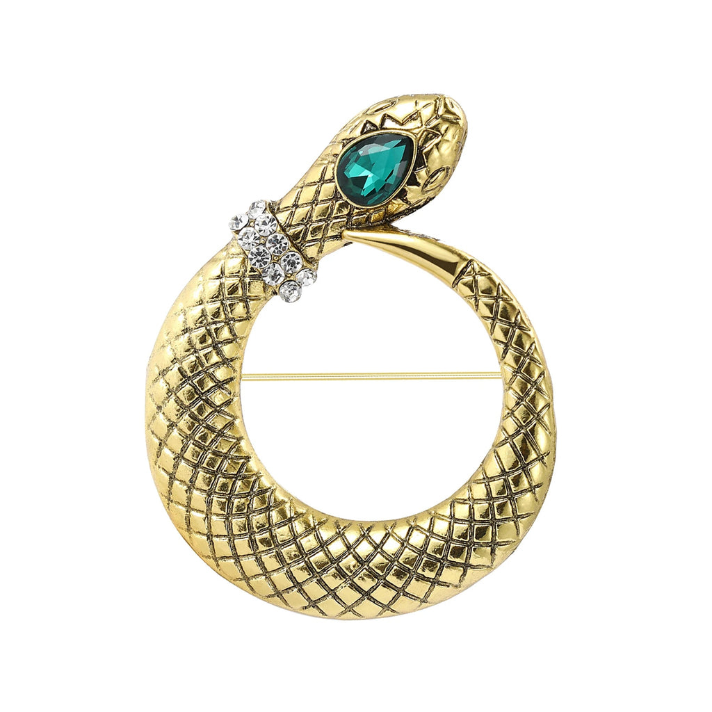 Broche Cobra Vintage com Strass Design Elegante Feminino