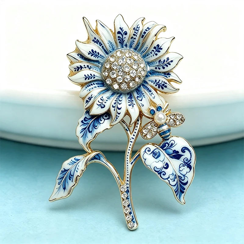 Broche Flor com Strass e Design Elegante Feminino