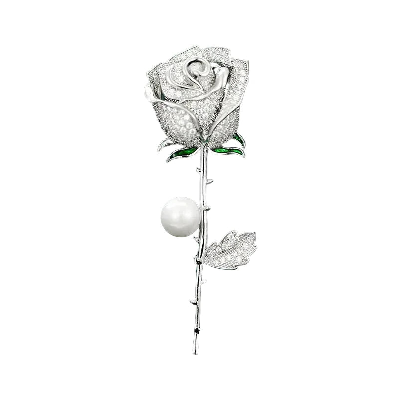 Broche Rosa com Cristais Design Elegante Feminino