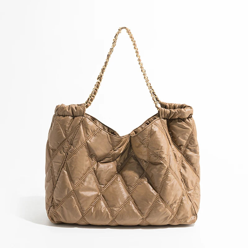 Casual lingge acolchoado bolsas de ombro femininas designer correntes acolchoadas senhora bolsas náilon grande capacidade sacola grandes sacos inchados 2023
