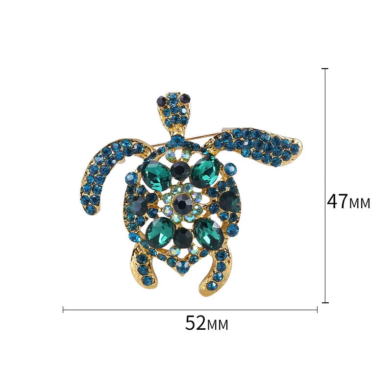 Alfinetes de tartaruga esmaltados para mulheres unissex strass mar animal broches escritório festa amigo presentes joias acessórios