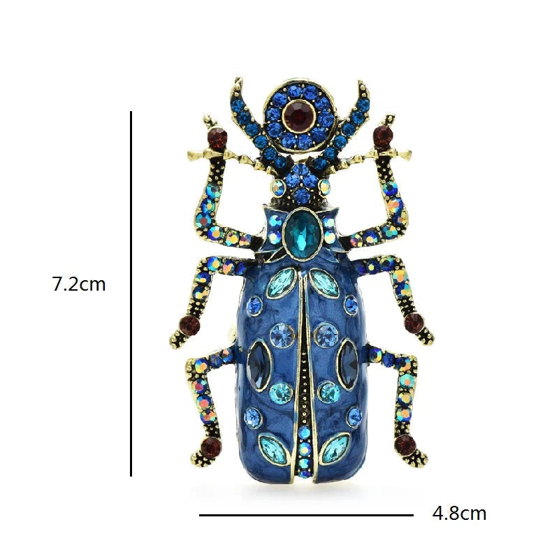 Wuli & baby broches grandes de besouro esmaltado para mulheres unissex 4 cores strass lindos insetos festa broche de escritório presentes