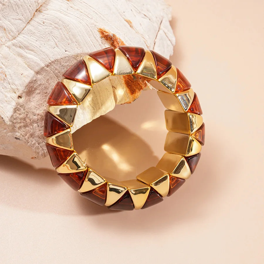 Pulseira acrílica colorida glamorosa para mulheres, pulseira elástica doce, uso diário moderno e presente de namoro