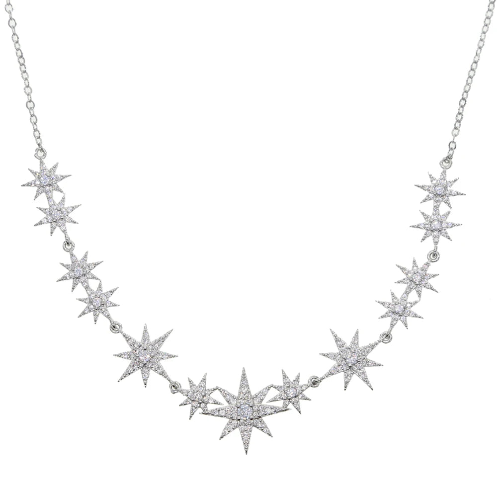 Verão nova moda iced out bling cz estrela starburst charme nchoker colares para mulheres delicado charme declaração jóias atacado