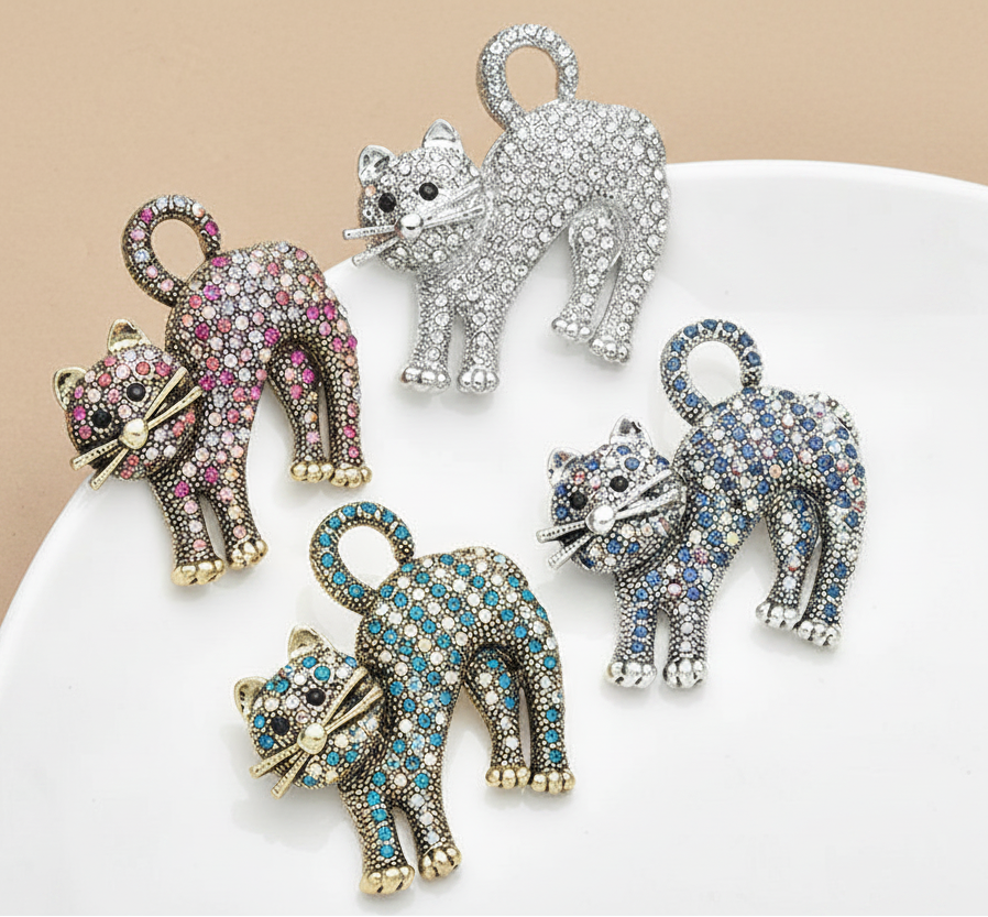 Broche Gato Majestoso com Strass