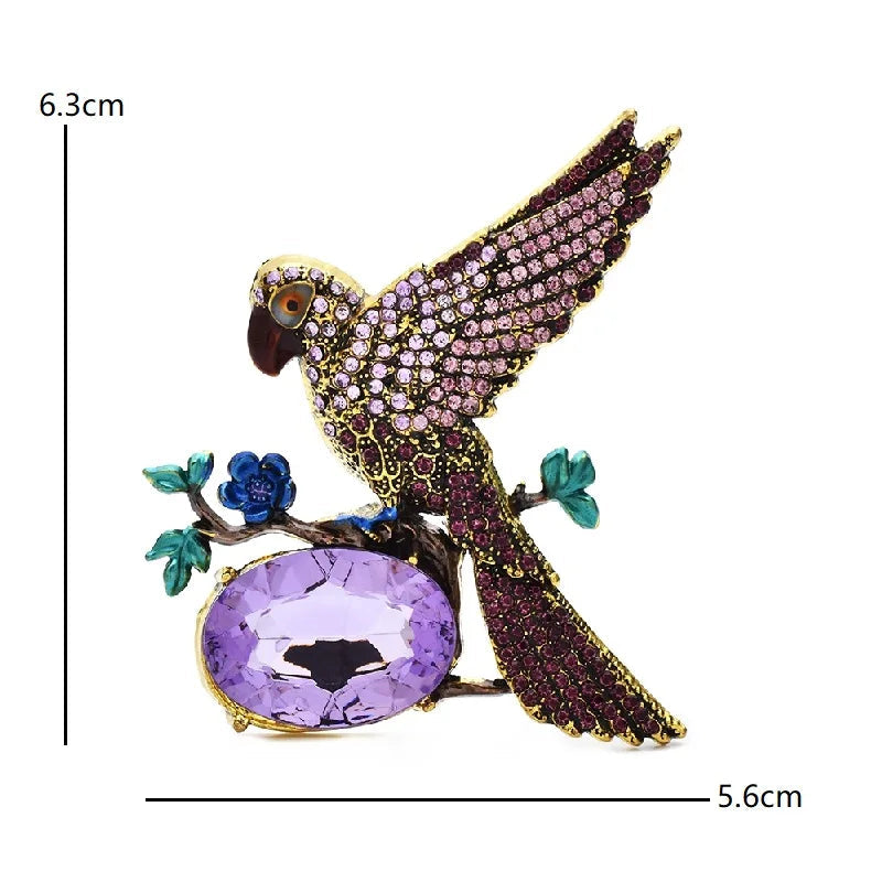 Broche Pássaro Vintage com Cristais Design Elegante Feminino
