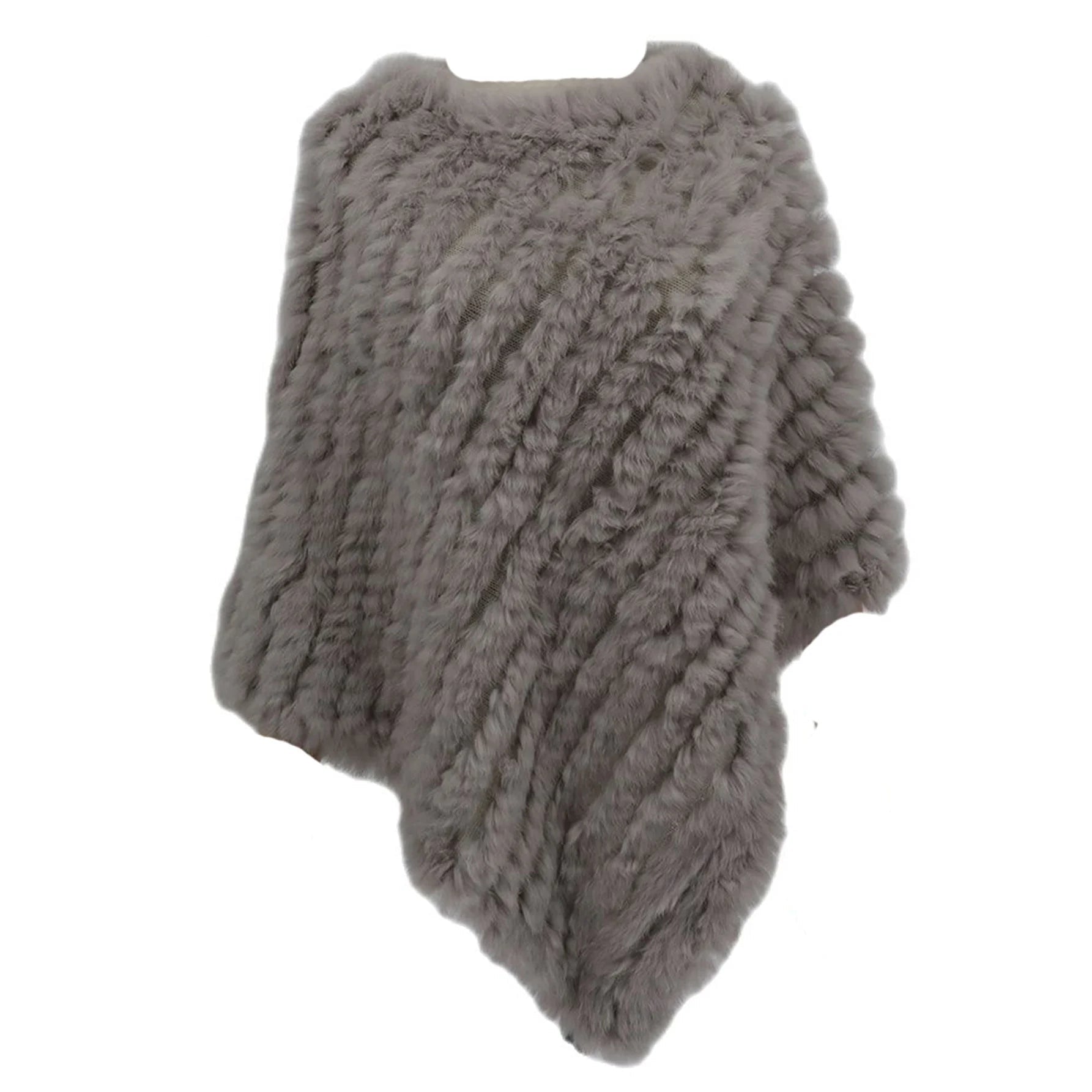 Real pele de coelho de malha natural poncho colete moda envoltório casaco xale senhora cachecol pele natural festa de casamento atacado capa