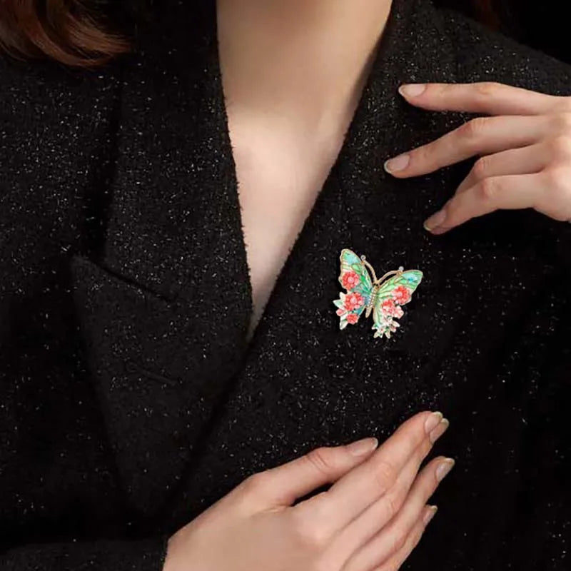 Jardme broche de borboleta esmaltado vintage para mulheres, luxo, lindo inseto colorido com flor, alfinetes de roupas femininas, presentes
