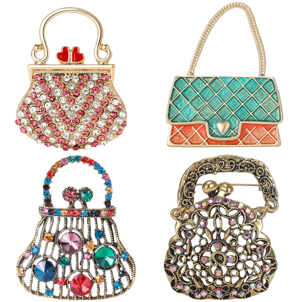 Broches de bolsa esmaltada para mulheres, bolsa feminina, banquete, festa, mochila, presentes, acessórios de joias