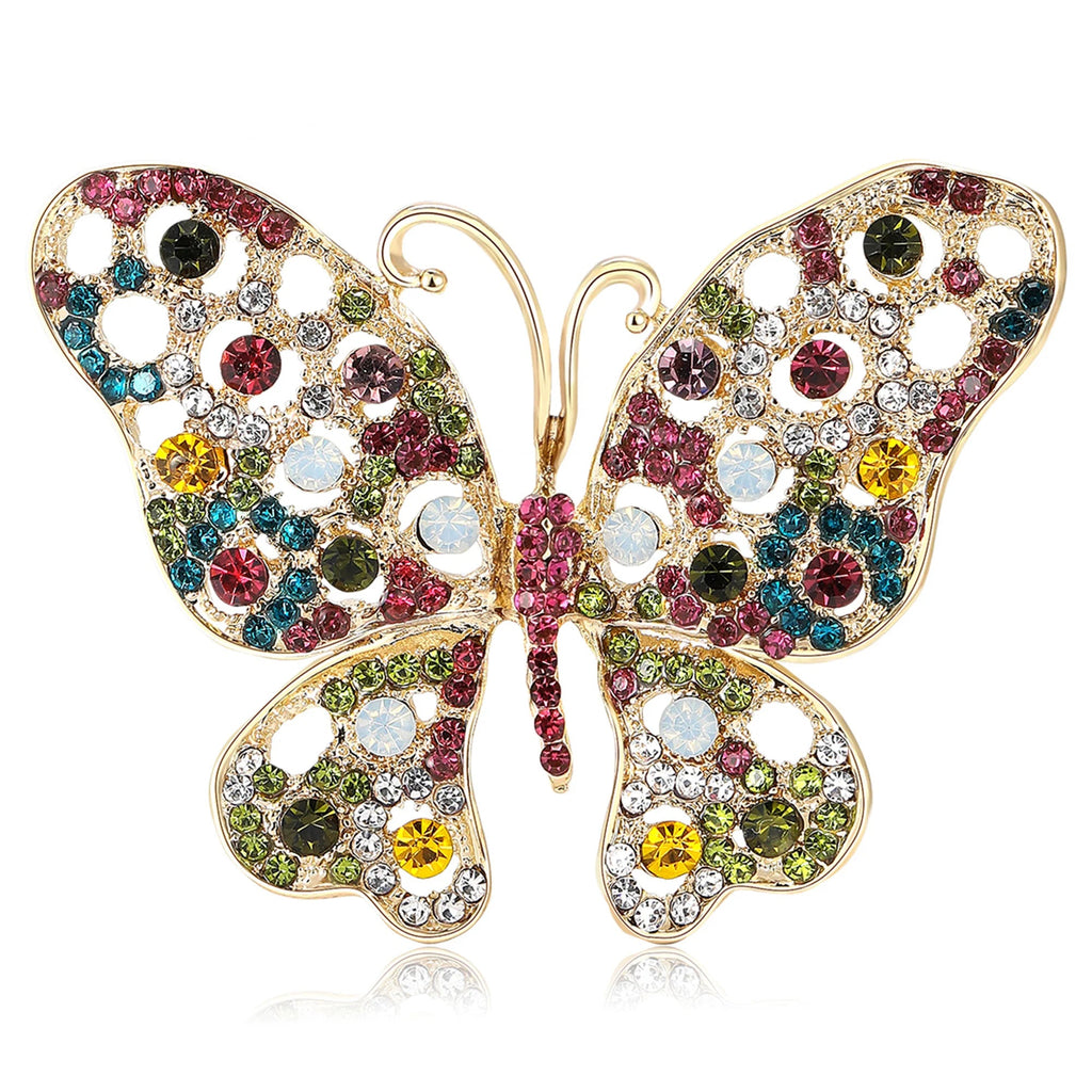 Beaut & Berry Broches de borboleta vintage com strass para mulheres, alfinetes de insetos unissex, acessórios de festa casuais, presentes, decoração de amigos