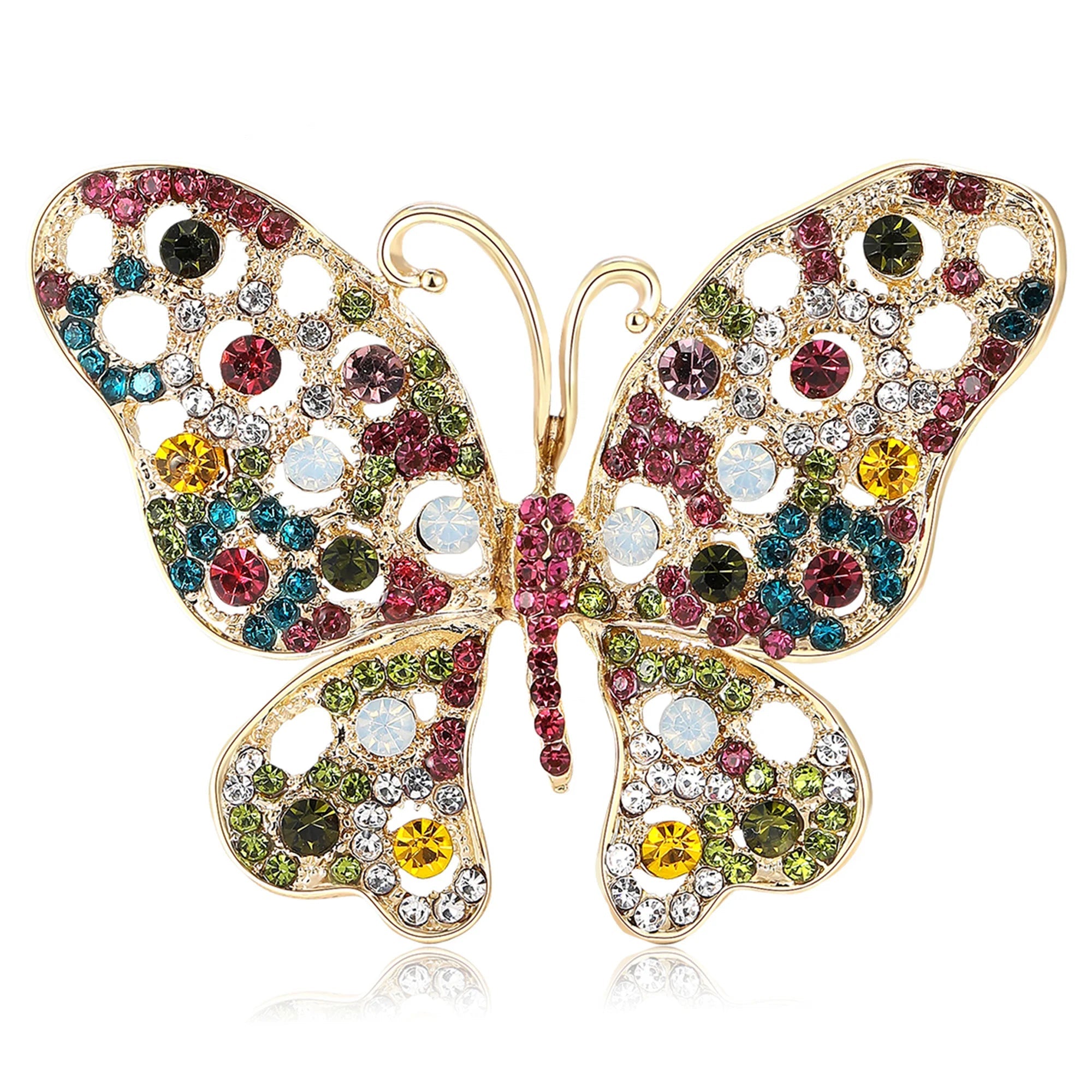 Beaut & Berry Broches de borboleta vintage com strass para mulheres, alfinetes de insetos unissex, acessórios de festa casuais, presentes, decoração de amigos