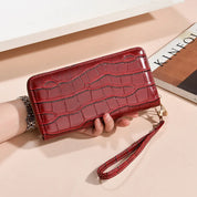 Carteira longa feminina high-end moda crocodilo padrão jacaré embreagem saco de cartão multifuncional saco com zíper carteira de moedas