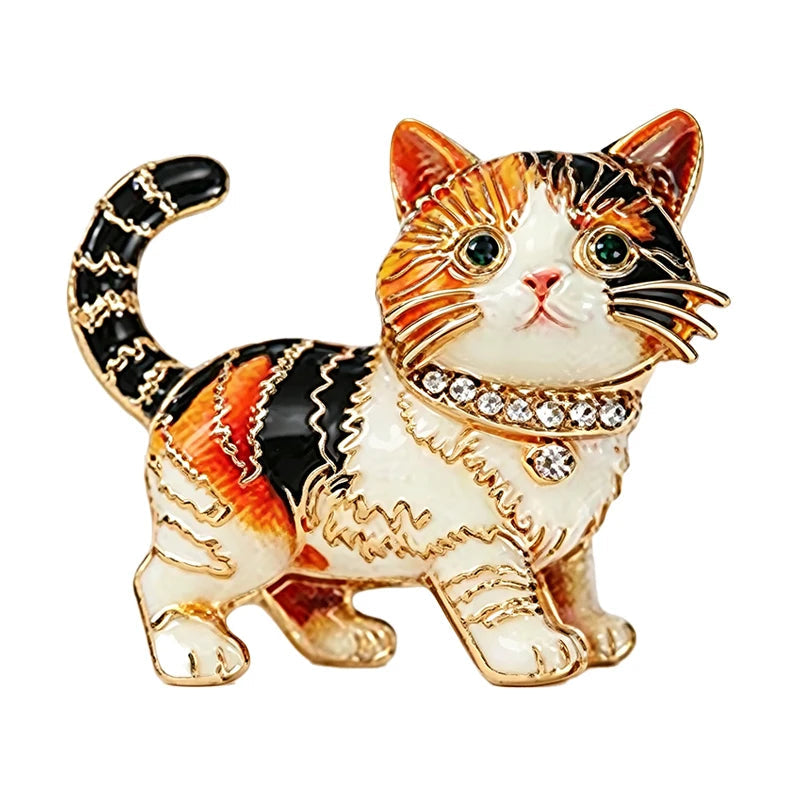 Broche Gato com Strass Elegante Feminino