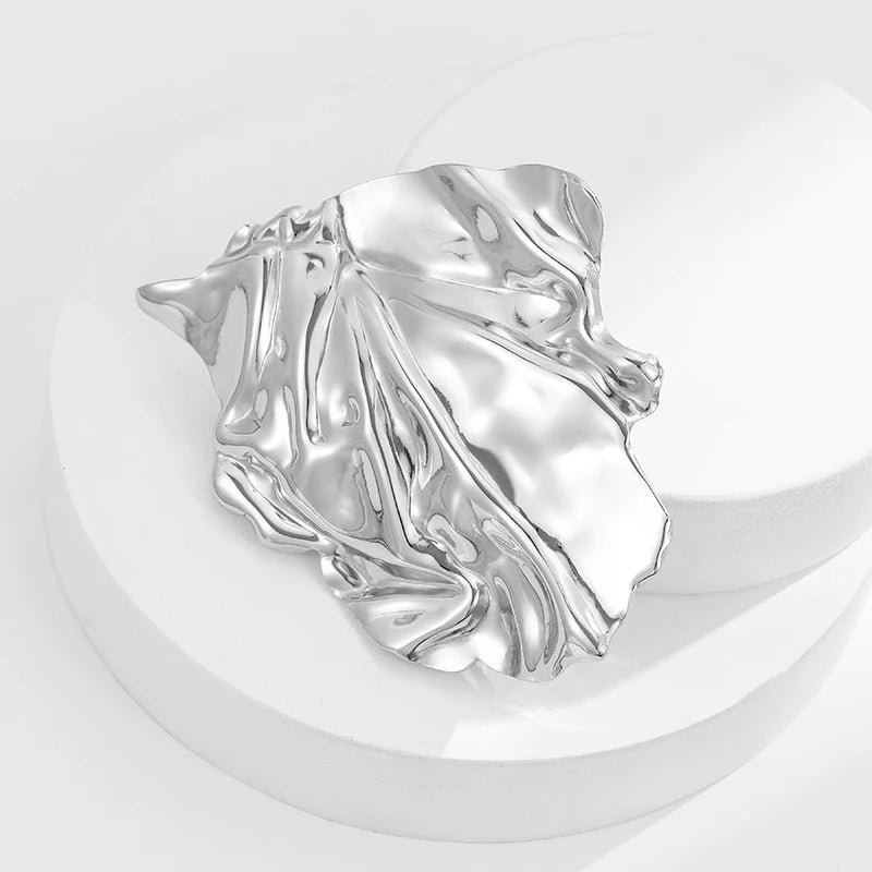 Loe |   Broche geométrico de aço inoxidável, novo banhado a ouro 18k, acessórios de roupas, joias irregulares de alta qualidade