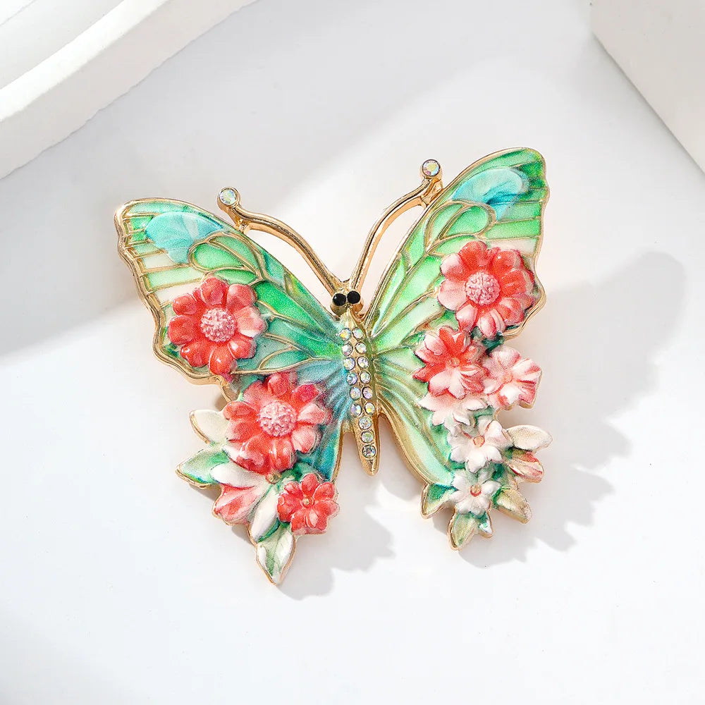 Jardme broche de borboleta esmaltado vintage para mulheres, luxo, lindo inseto colorido com flor, alfinetes de roupas femininas, presentes