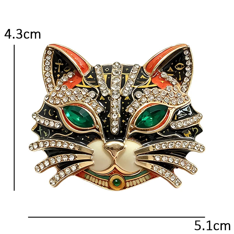 Broche Gato Cool com Strass e Esmalte Elegante Feminino