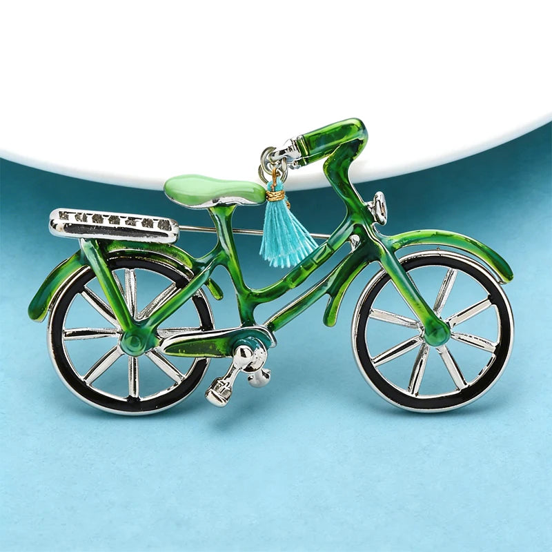 Broche Bicicleta Esmaltado com Borla Elegante Feminino