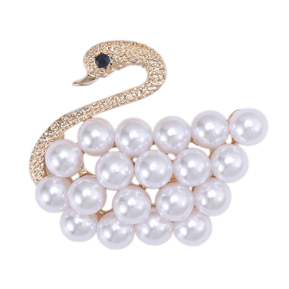 Broche Cisne com Pérola Design Elegante Feminino