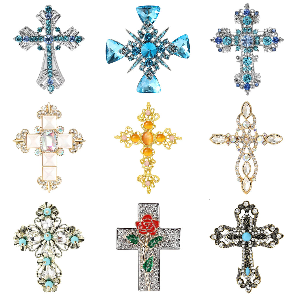 Broches cruzados de strass para mulheres, unissex, flores, alfinetes cruzados, mochila, festa de escritório, presentes para amigos, acessórios de joias, decoração
