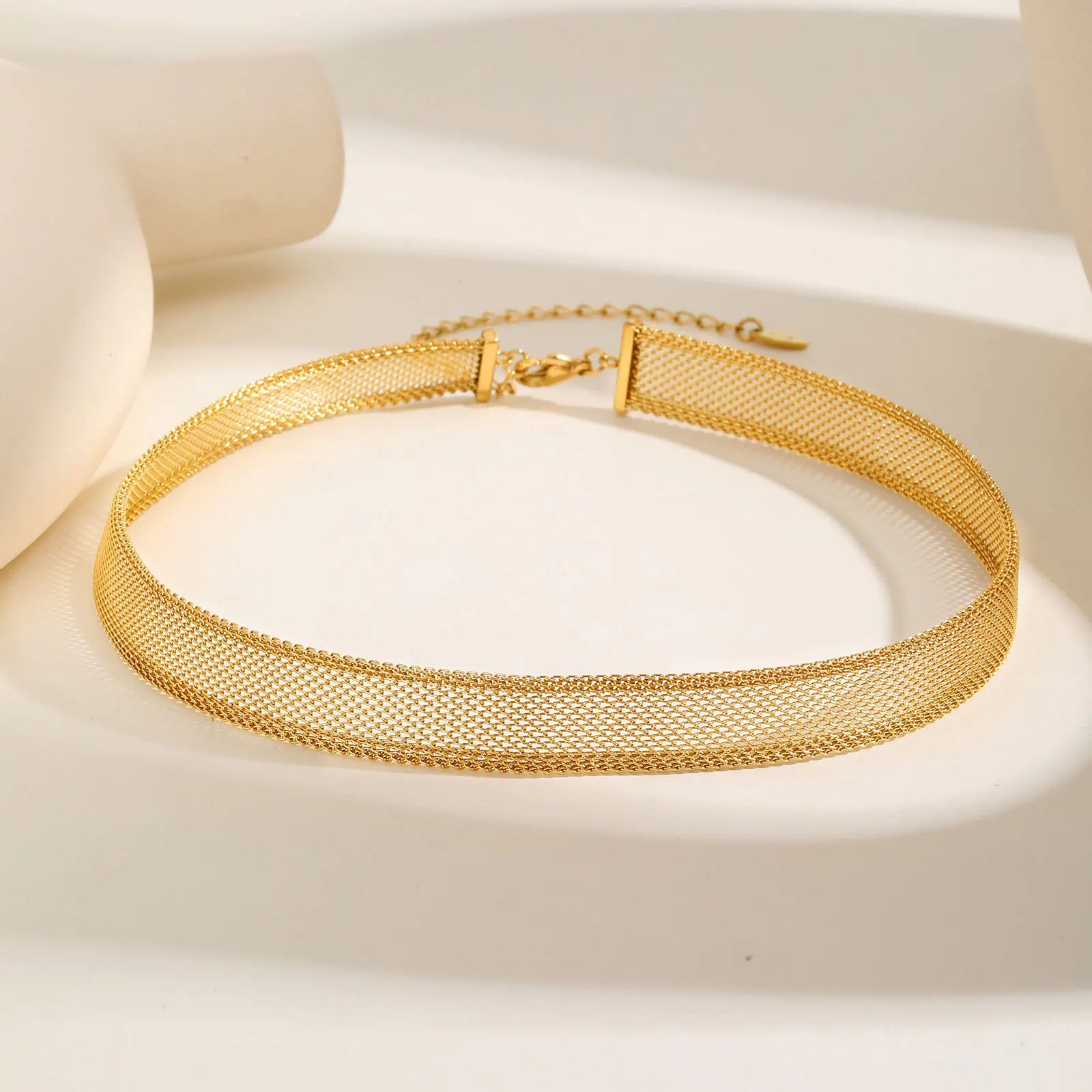 Gargantilha de malha oca banhada a ouro para mulheres, colares impermeáveis de aço inoxidável, presente de joias da moda