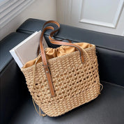 Designer casual rattan vime sacola grande capacidade tecido feminino verão praia palha bolsa senhora viagem grande cesta