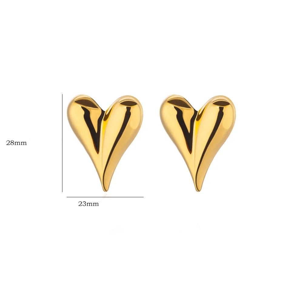 Brinco gótico de coração para mulheres, aço inoxidável, dourado, amor, casamento, casal, piercing, joias, presente de dia dos namorados