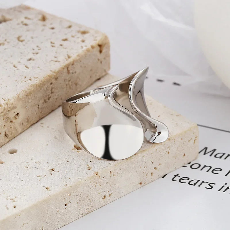 925 anéis de prata esterlina para mulheres casal minimalista artesanal simples grande aberto anel festa evitar alergia jóias presentes do feriado