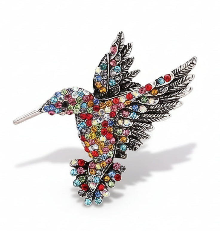 Feminino animal pino broche colorido strass beija-flor broches moda roupas acessórios festa casaco cachecol jóias