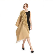 Lenço Pashmina Borgonha feminino 100% lã, bolas de pele de coelho, borla fina, xale grosso, moda quente, novo, alta qualidade