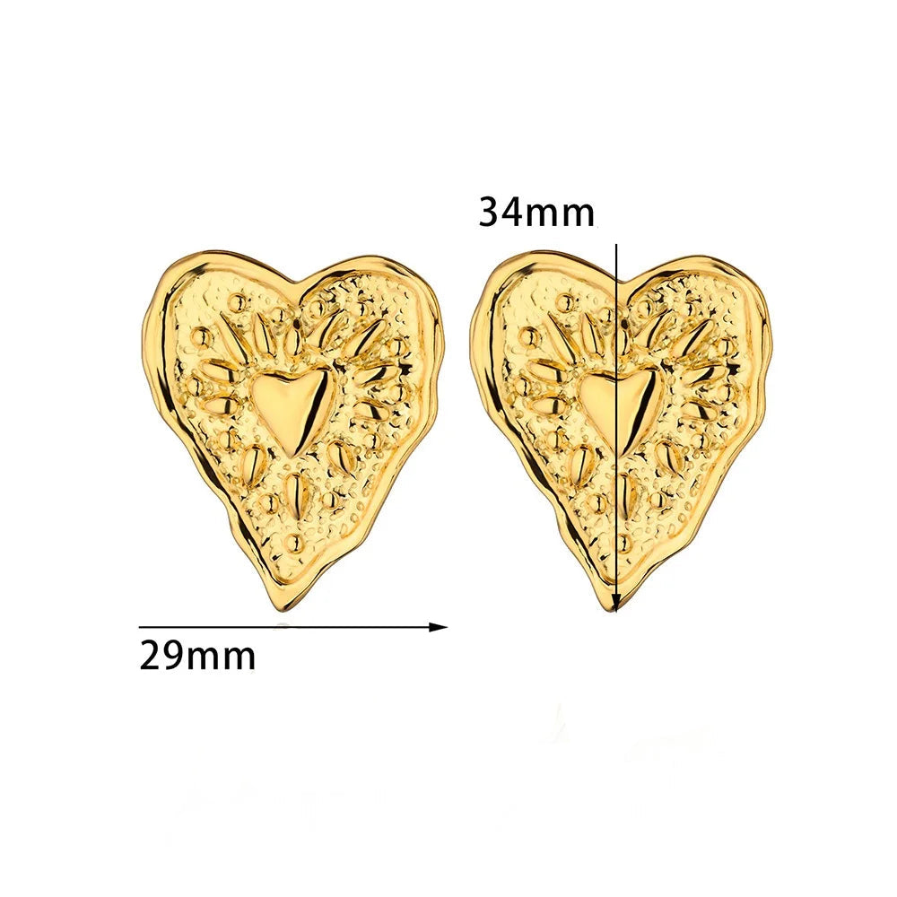 Brinco gótico de coração para mulheres, aço inoxidável, dourado, amor, casamento, casal, piercing, joias, presente de dia dos namorados