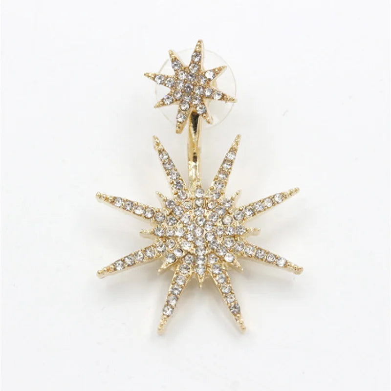 Evispol brincos brilhantes de zerconia cúbica para mulheres, meninas, moda estrela, floco de neve, design, piercing, joia, presente