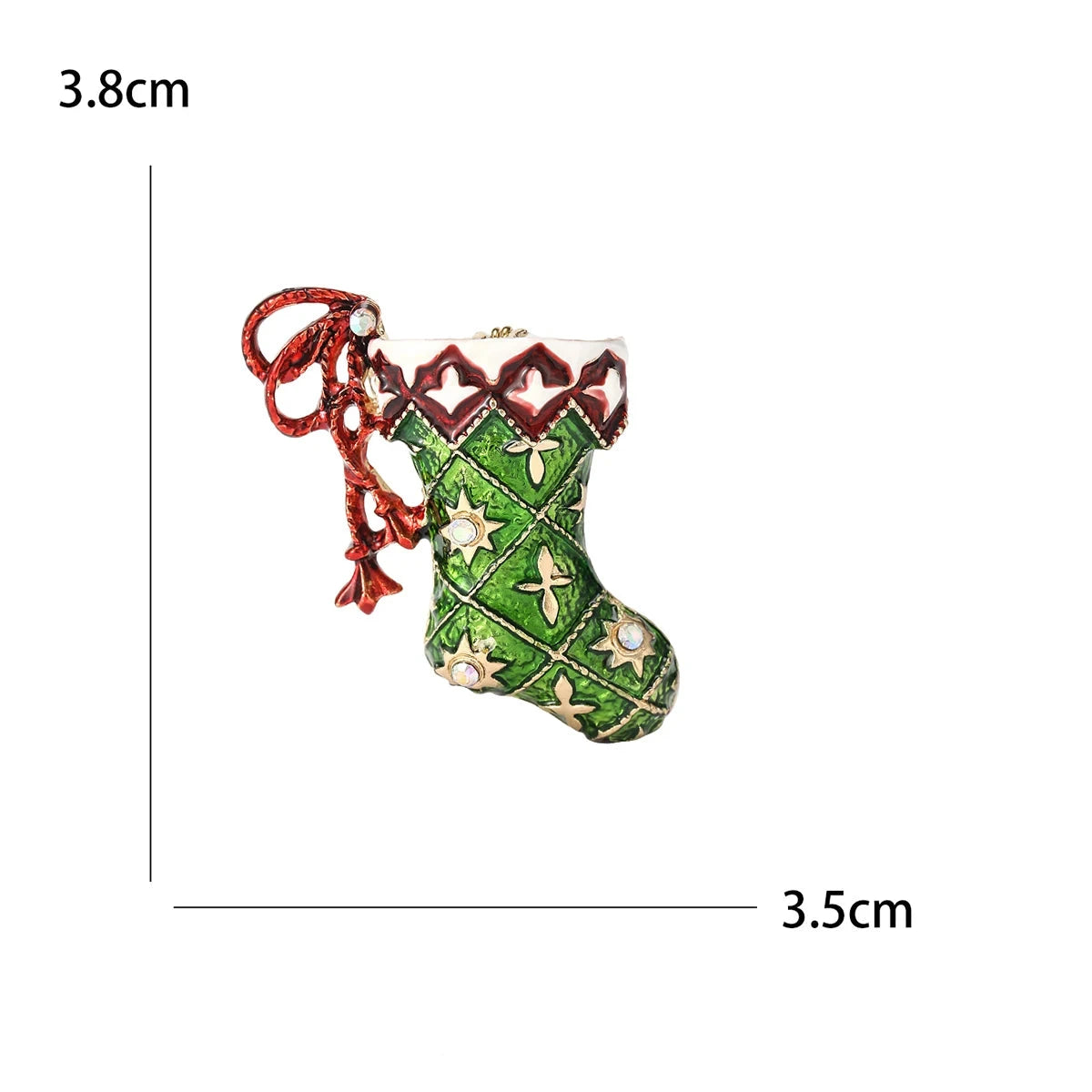 Broche Meia de Natal com Strass Design Elegante Feminino
