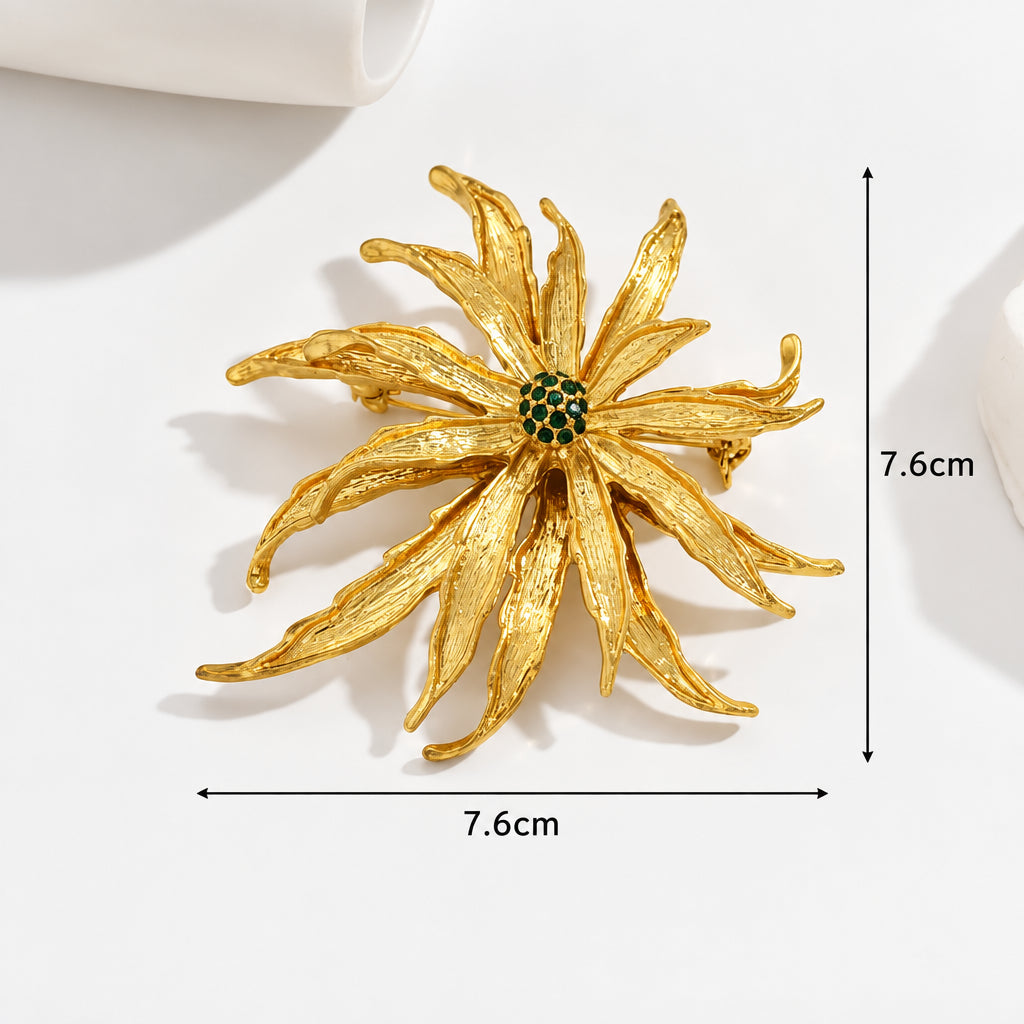 Broche Crisântemo com Zircônias Design Elegante Feminino