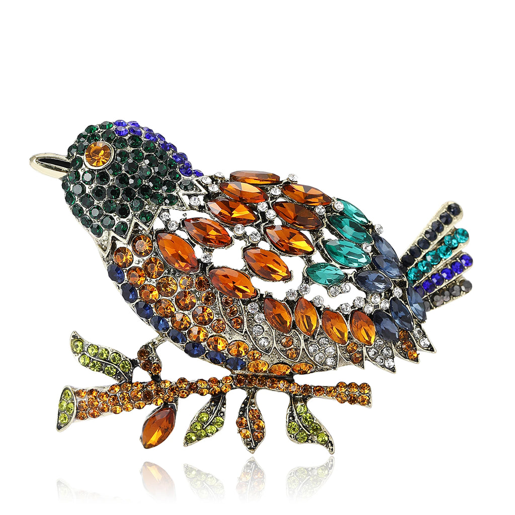Broches de Pássaro Exquisitos com Strass Beaut&Berry para Mulheres, Pins de Animais Unissex, Acessórios de Joias para Festas Casuais, Presentes e Decoração