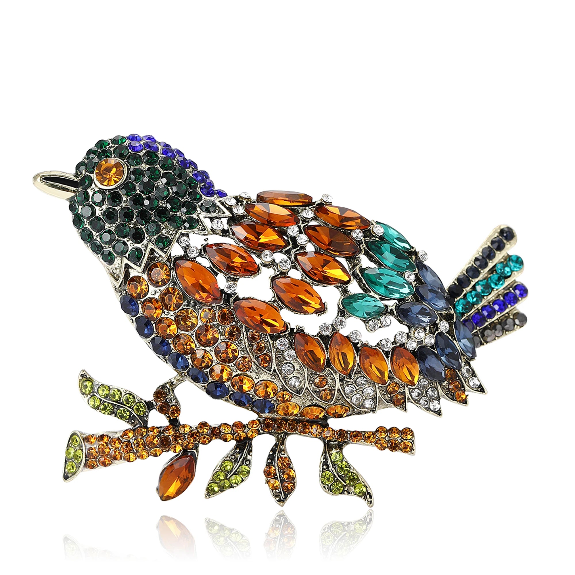 Broches de Pássaro Exquisitos com Strass Beaut&Berry para Mulheres, Pins de Animais Unissex, Acessórios de Joias para Festas Casuais, Presentes e Decoração