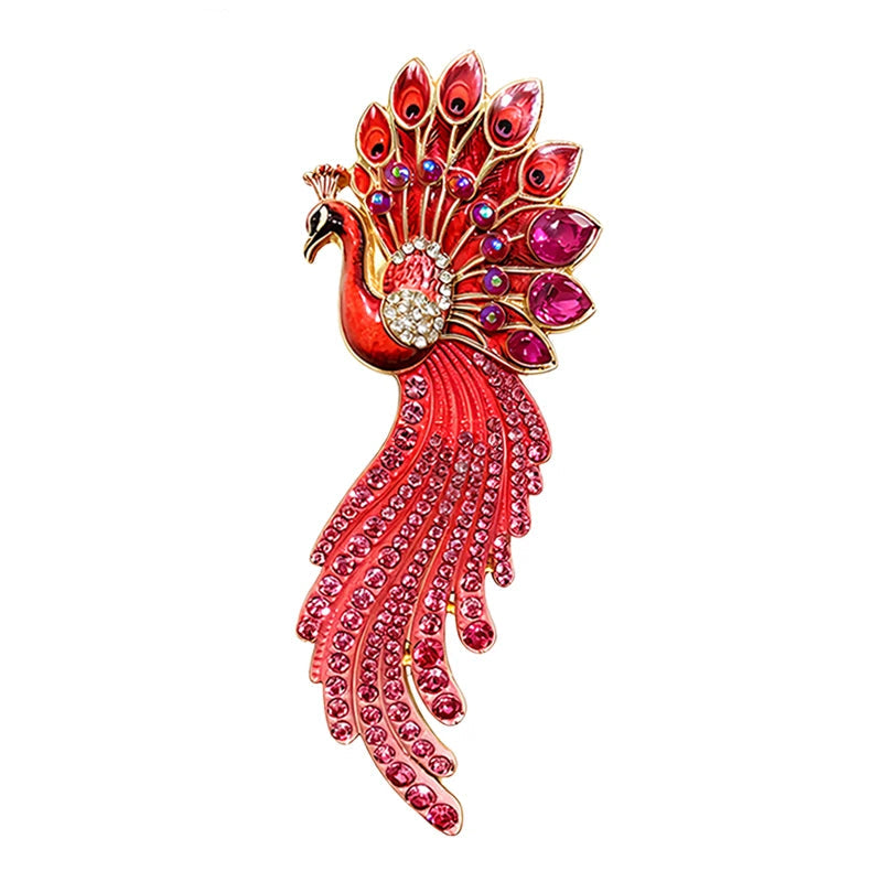Broche Pavão Luxo com Strass e Design Elegante Feminino
