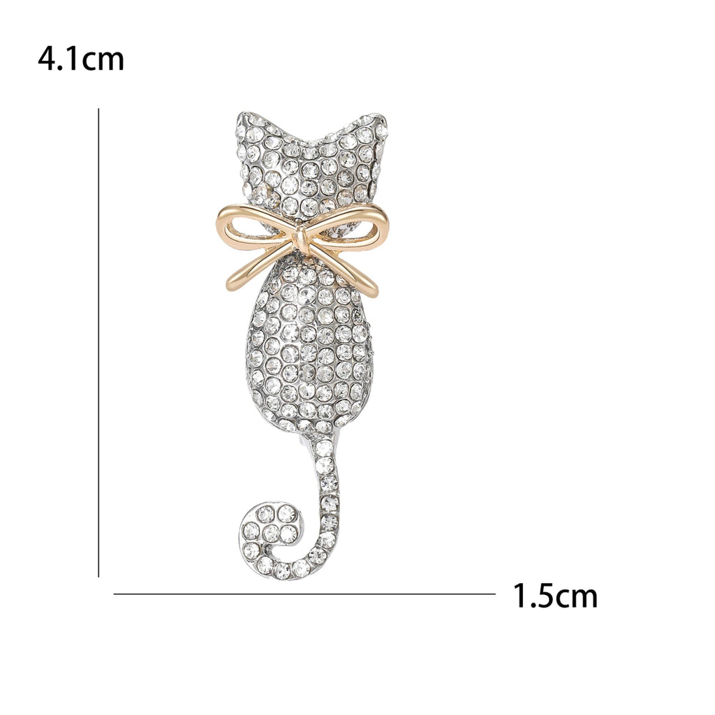 Broche de Gato Esmaltado com Pedrarias Elegante e Delicado
